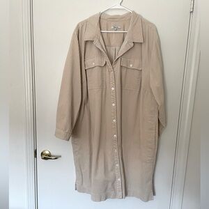 Tan Button-Up Shirt Dress